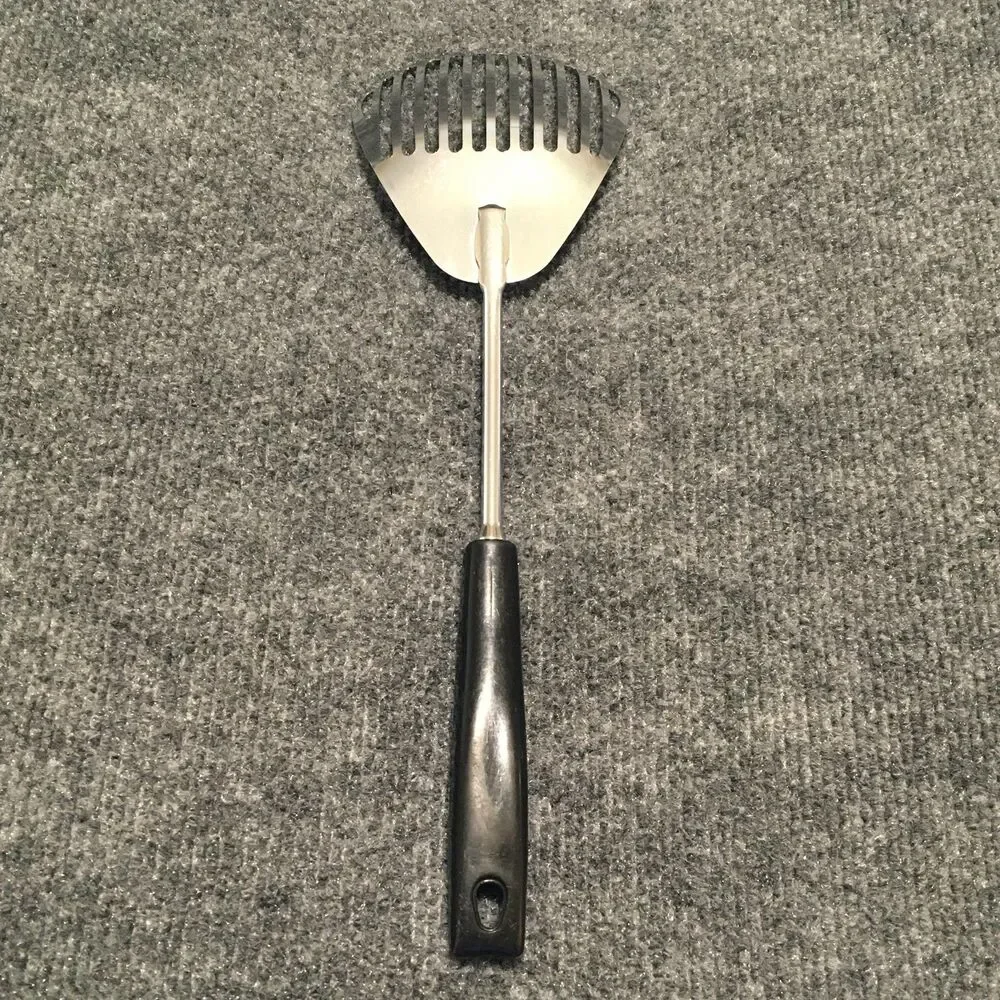 Vintage Ekco Kitchamajig Stainless Steel Retro Slotted Spatula with Black Handle